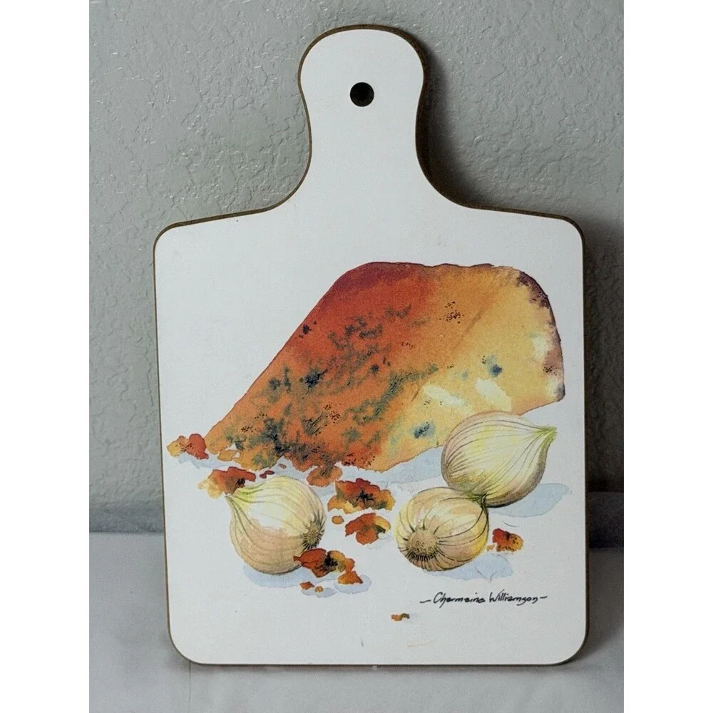 Vintage Charmaine Williamson Cheese Onion Cutting Board Made in Britain Kitchen